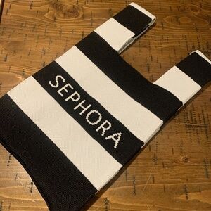 SEPHORA Black & White Stripe Knitted Tote Bag - LIMITED EDITION New